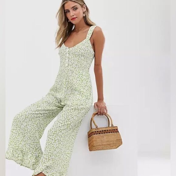 NWOT Revolve Faithfull the Brand Lameka Green Floral Jumpsuit 4 - Picture 2 of 9